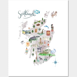 Illustrated Map of Scotland Posters and Art